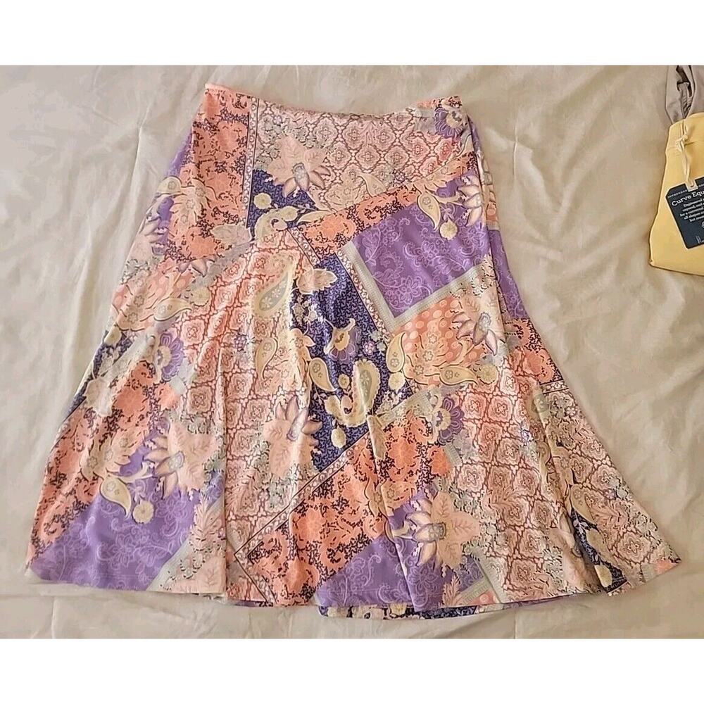 New With Tags TAHARI ASL Floral Paisley A-Line Midi Skirt Size 14